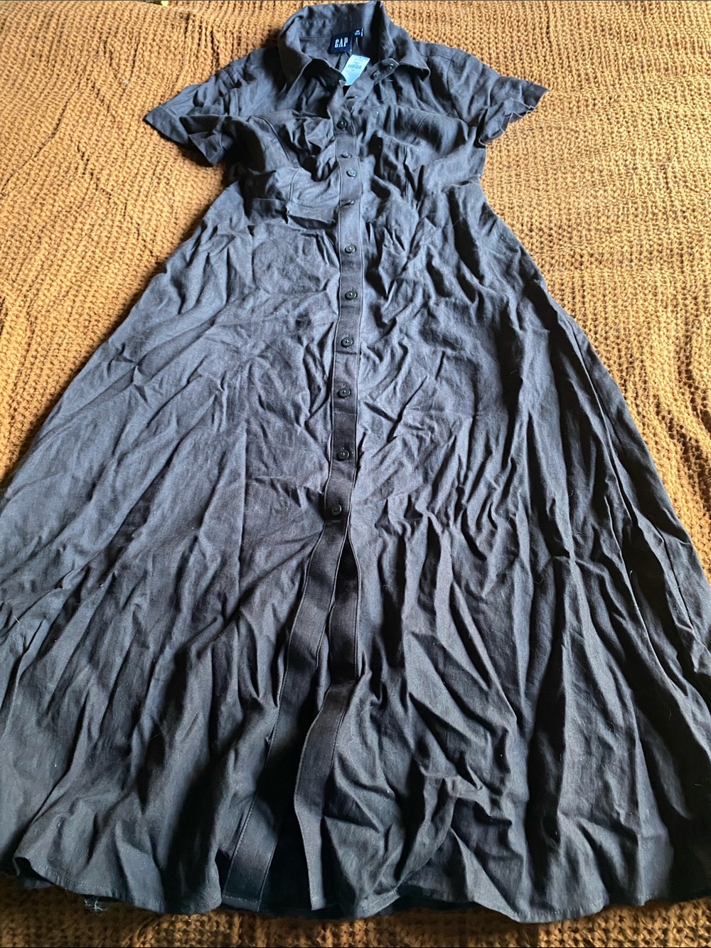 Gap brown linen dress XS NWT NEW a-line button front